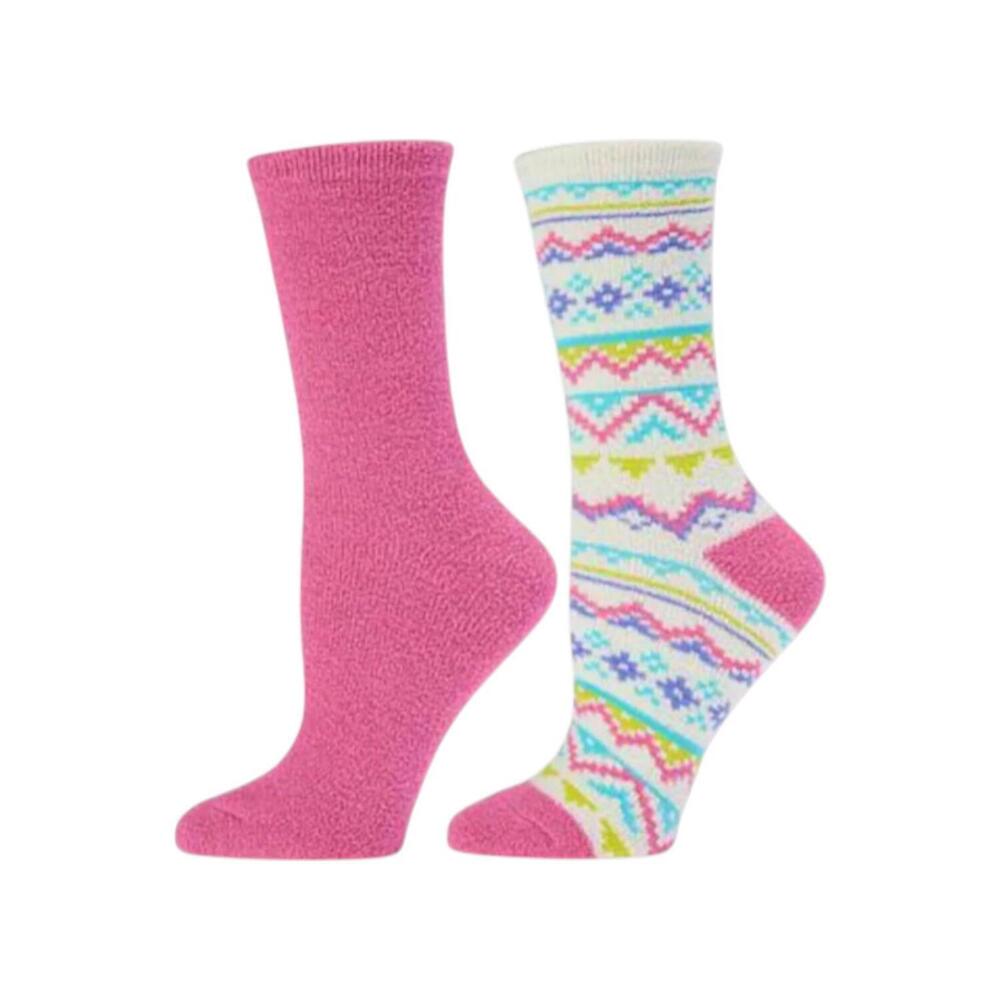 Comfort Code Women's 2pack Holiday Microterry Double Layer Socks Pink